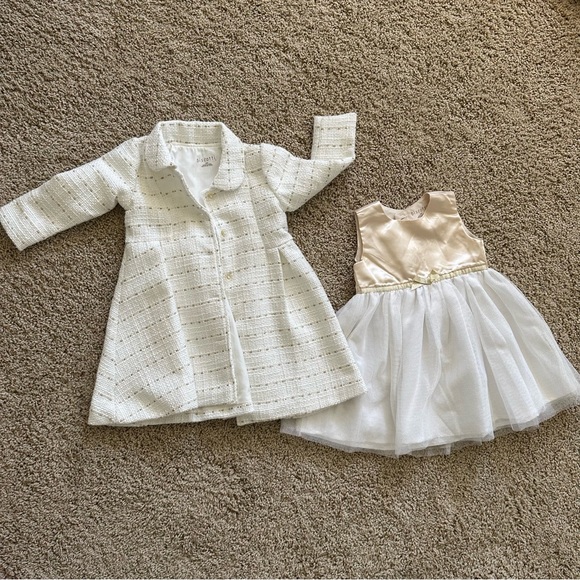 Size 24 months biscotti, Easter dress tweed tea length, lined, cream colored - Picture 3 of 4